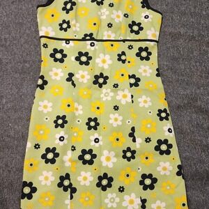 Kenar Dress Vintage Daisy Green & Black Size 6
